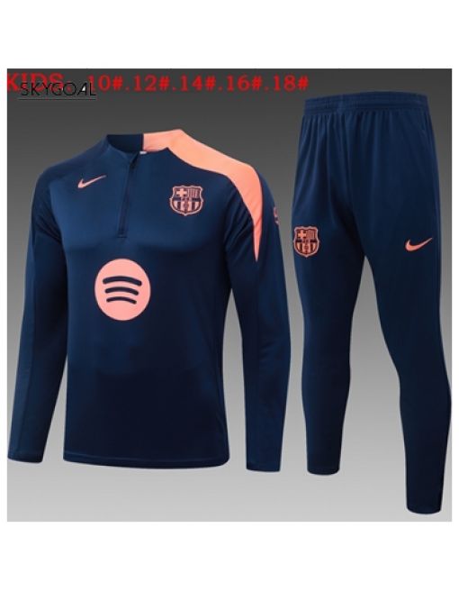 Survetement Fc Barcelona 2025/26 Dark Bule Ii Half Zipper - Enfants