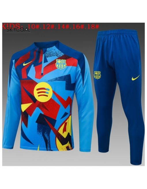 Survetement Fc Barcelona 2025/26 Light Bule Half Zipper - Enfants