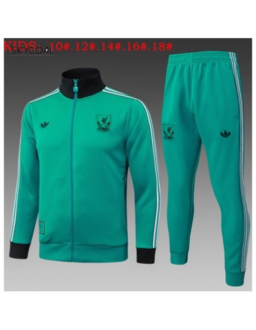 Survetement Liverpool 2025/26 Green Long Zipper - Enfants